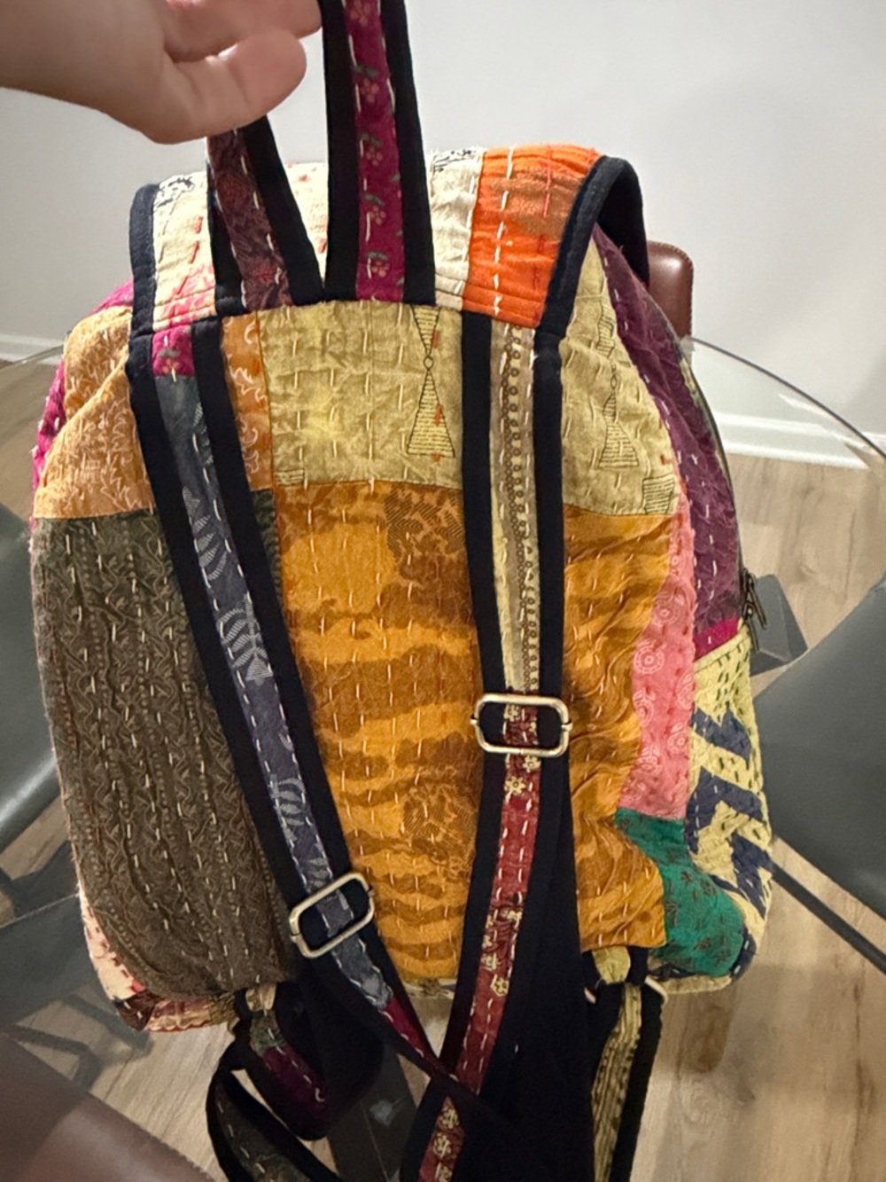 Patchwork Quilted Floral Multi-Color Women’s Backpack - Picture 2 of 7